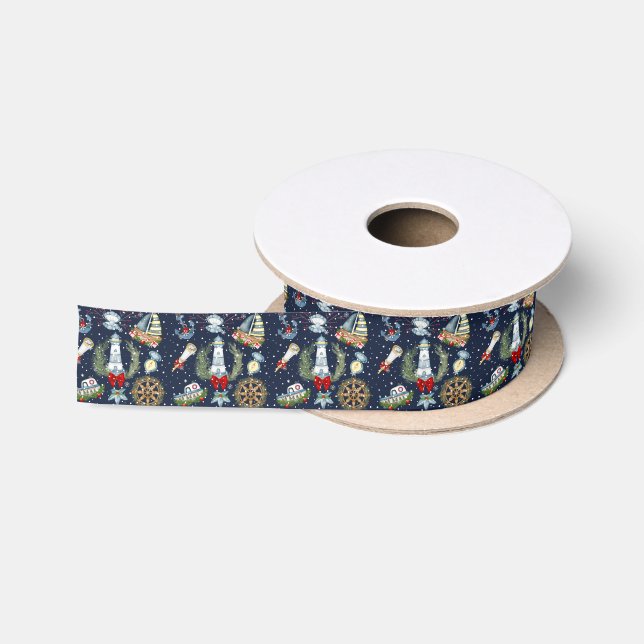 Nautical Christmas Satin Ribbon (Spool)