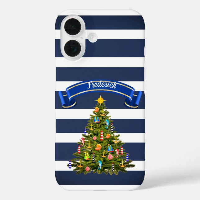 Nautical Christmas Tree Custom Case-Mate iPhone Case (Back)