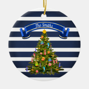 Nautical Christmas Tree Custom Ceramic Ornament