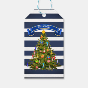 Nautical Christmas Tree Custom Gift Tags