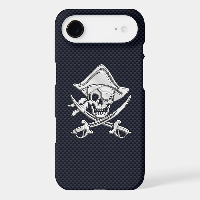 Nautical Chrome Pirate on Carbon Fibre Print Case-Mate iPhone Case (Back)