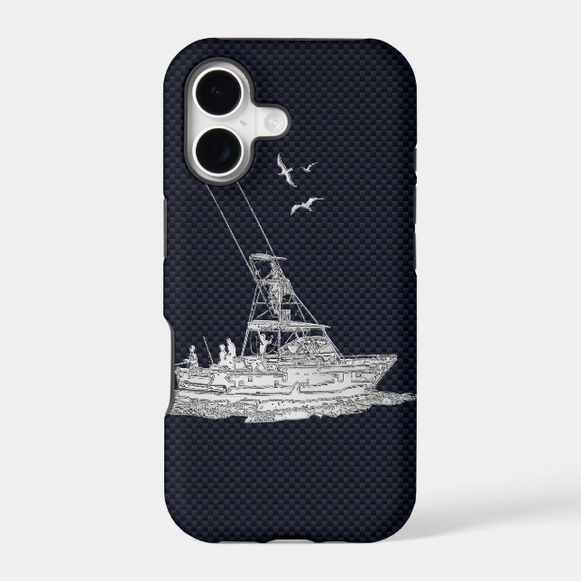 Nautical Chrome Sport Fishin on Carbon Fibre Print (Back)