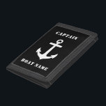 Nautical Classic Anchor & Your Name or Boat Name Trifold Wallet<br><div class="desc">Nautical Classic Navy Anchor With Your Custom Name or Boat Name On This Durable Nylon Trifold Wallet. Choose your background and border colour to match your style. The Perfect gift for fathers day,  birthday or any occasion. Also makes a great conversation piece while protecting your valuables.</div>