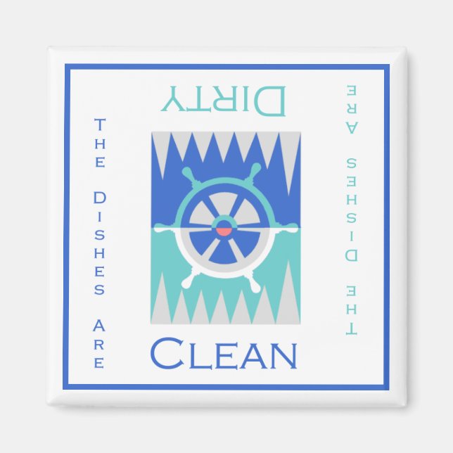 Nautical Clean or Dirty Dishwasher Magnet (Front)