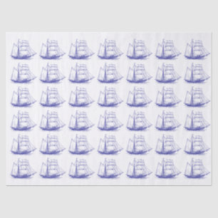 Nautical Clipper Ship Sailboat - DIY Colors Blue Tissue Paper