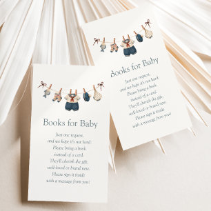 Nautical Clothesline Boy Baby Shower Book Request Enclosure Card