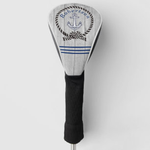 Nautical Coastal Anchor Name Navy Blue Golf Head Cover