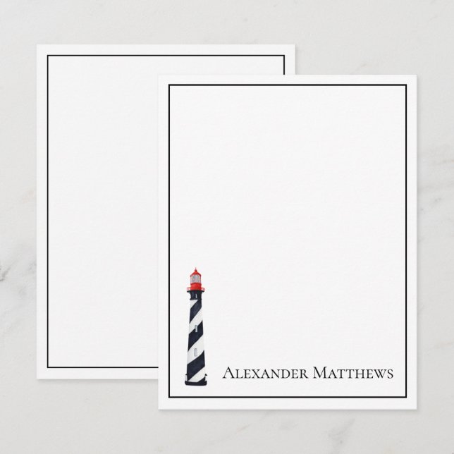 Nautical Coastal Beach Lighthouse Personalized Card (Front/Back)