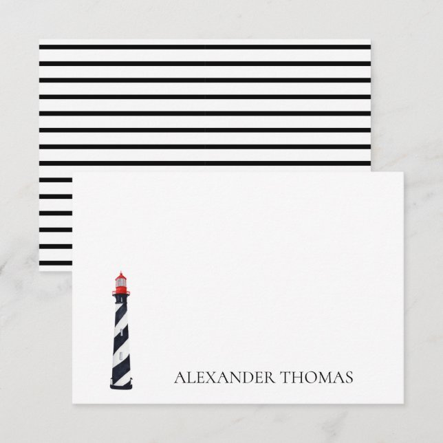 Nautical Coastal Black and White Lighthouse (Front/Back)