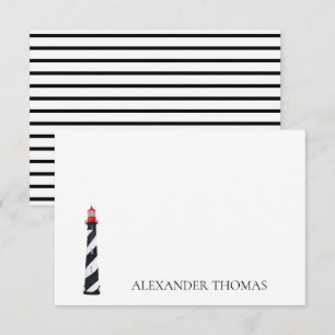 Nautical Coastal Black and White Lighthouse