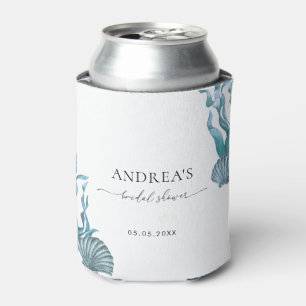 Nautical Coastal Blue Shell Bridal Shower Favour Can Cooler