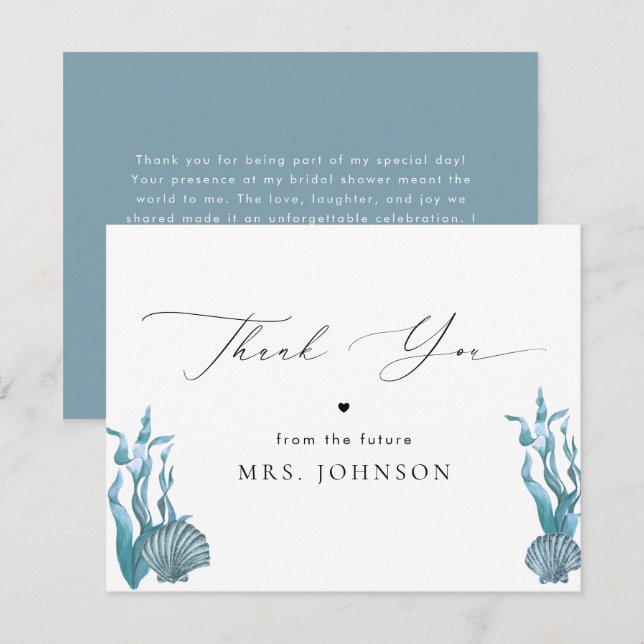 Nautical Coastal Blue Shell Thank You Card (Front/Back)