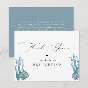 Nautical Coastal Blue Shell Thank You Card