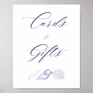 Nautical Coastal Bridal Shower Cards And Gifts Poster