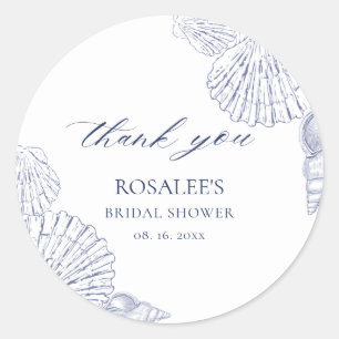  Nautical Coastal Bridal Shower  Classic Round Sticker