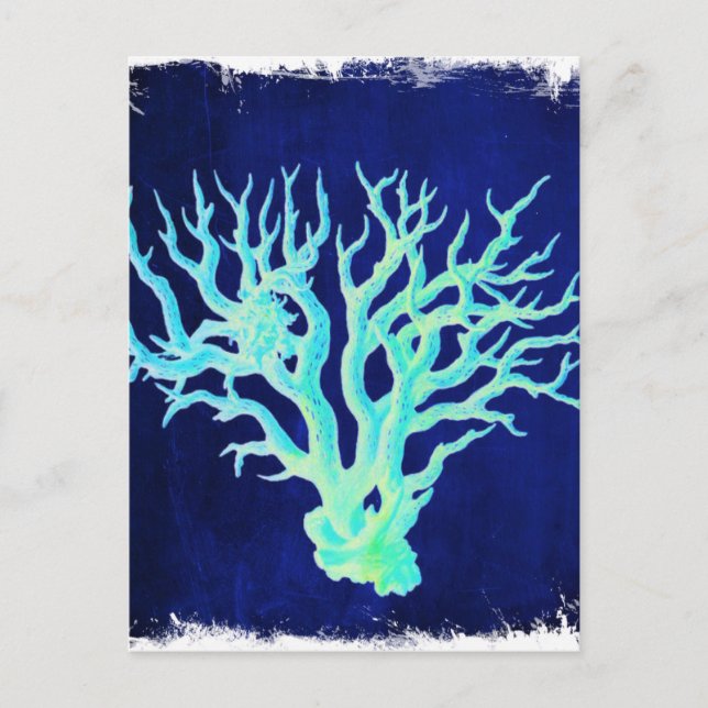 Nautical coastal chic beachy blue Coral Reef Postcard (Front)