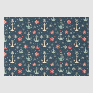 Nautical Coastal Christmas Anchor Tissue Paper