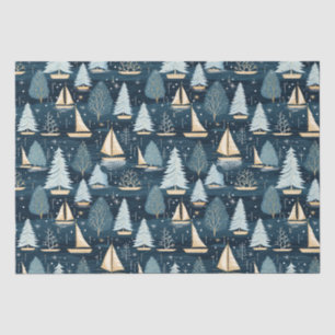 Nautical Coastal Christmas Sailboat Tissue Paper