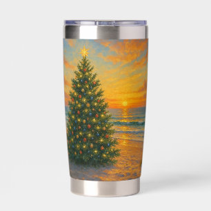Nautical/Coastal Christmas tree beach Insulated Tumbler