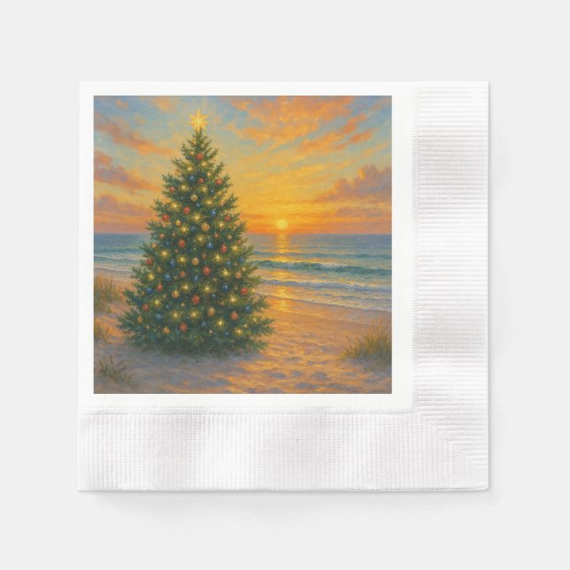 Nautical/Coastal Christmas tree beach Napkin (Front)