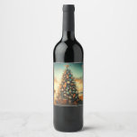 Nautical/Coastal/Christmas tree beach Wine Label<br><div class="desc">escape</div>