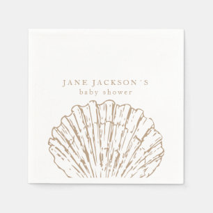 Nautical Coastal Elegeant Clamshell Baby Shower Napkin