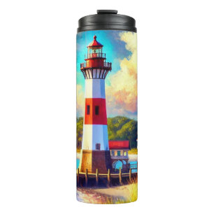 Nautical Coastal Lighthouse  Thermal Tumbler