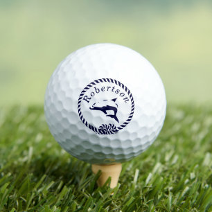Nautical Coastal Name Dolphin Navy Blue Golf Balls