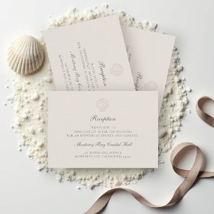Nautical Coastal Shell Ecru Reception Wedding Enclosure Card