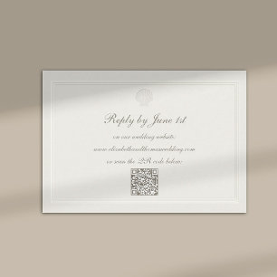 Nautical Coastal Shell Modern Classic QR Wedding RSVP Card
