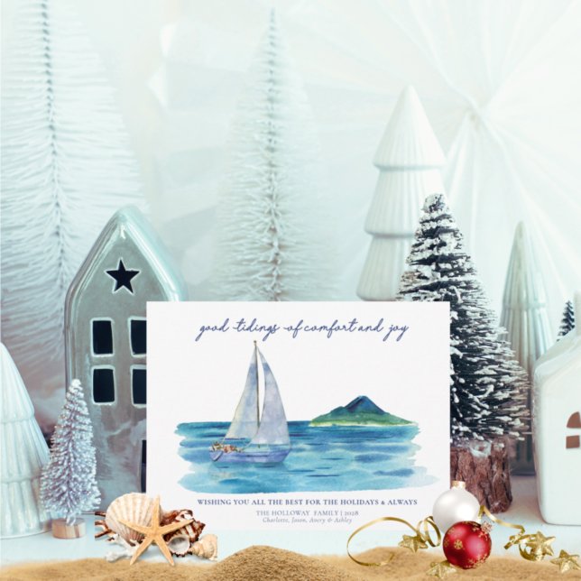 Nautical Coastal Watercolor Christmas Card  (Creator Uploaded)