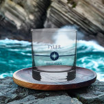 Nautical Coastal Wedding Best Man Groomsman Whiskey Glass<br><div class="desc">Wedding party gift rock glass with nautical theme to personalize for any of the members in your wedding party. The custom text includes your guest name, role or relation and, the name of the bride and groom and their wedding date. If you want to venture into the design tool, you...</div>