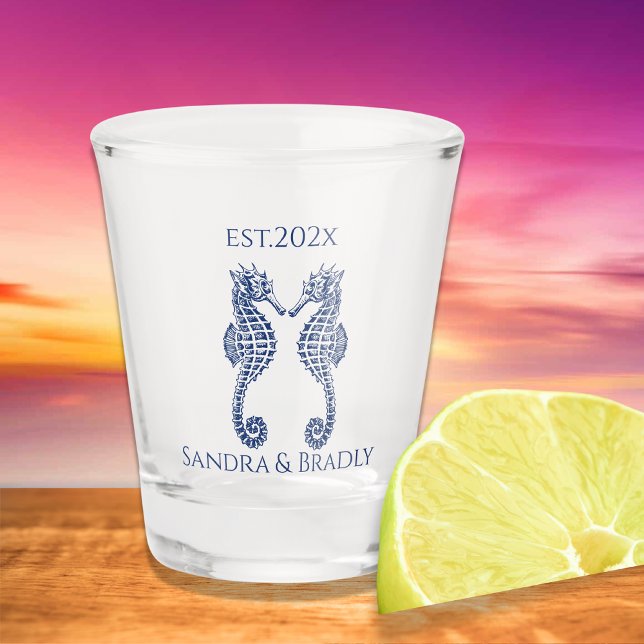 Nautical coastal wedding favour Seahorse Shot Glass (Creator Uploaded)