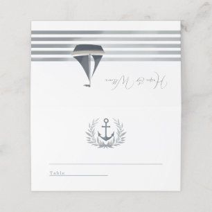 Nautical coastal wedding place card
