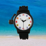 Nautical Colour Sailings Flags for Sailors Watch<br><div class="desc">Shows nautical sailing flags for the numbers of the watch face. The flags are used for communication on the water.
For sailors,  boaters,  and people who love all things nautical. Cool. Makes a nice gift.</div>