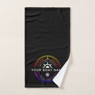 Nautical colourful Custom Boat Name Welcome  Hand Towel