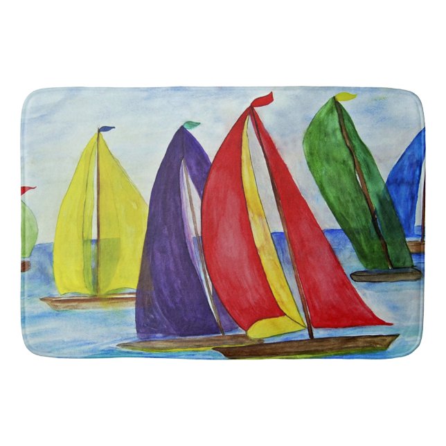 Nautical Colourful Sails  Bath Mat (Front)
