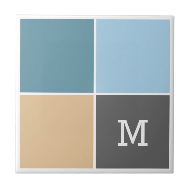 Nautical Colours custom monogram ceramic tiles (Front)