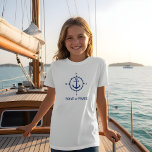 Nautical Compass Anchor Your Boat or Name White T-Shirt<br><div class="desc">A Nautical Compass and Anchor with Your Name or Boat Name on a Girls White T-Shirt.</div>