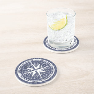Nautical Compass Blue Boat Yacht Sailing Coaster