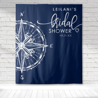 Nautical Compass Bridal Shower Navy Tapestry