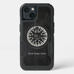 Nautical Compass on Black Chalkboard