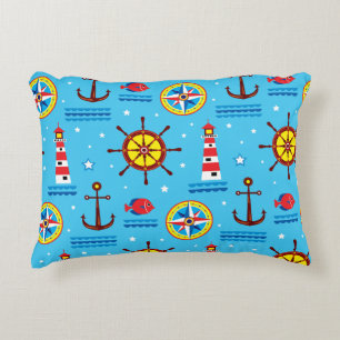 Nautical Compass Pattern Accent Pillow