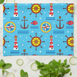 Nautical Compass Pattern Kitchen Towel