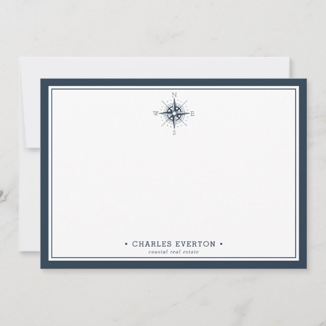 Nautical Compass Personalized Real Estate Broker Card (Front)