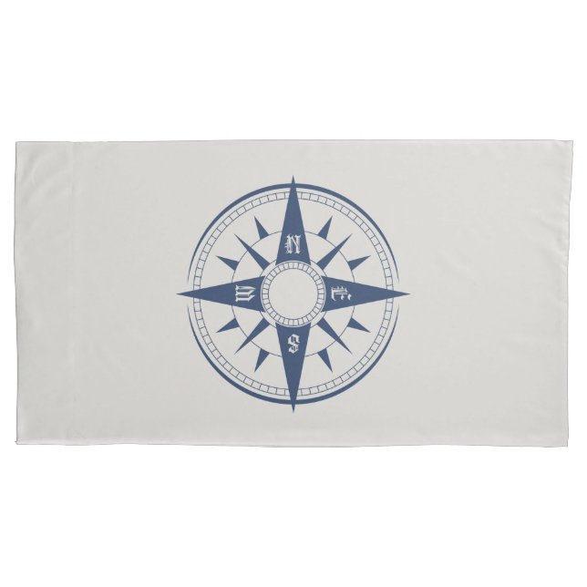 Nautical Compass Pillowcase King Size (Front)