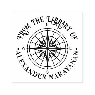 Nautical Compass Rose #3 From the library of Name Self-inking Stamp