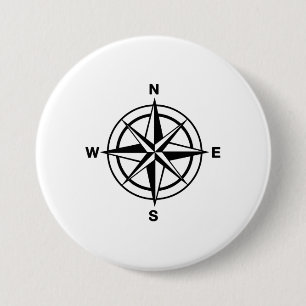 Nautical Compass Rose 3 Inch Round Button