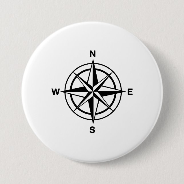 Nautical Compass Rose 3 Inch Round Button (Front)
