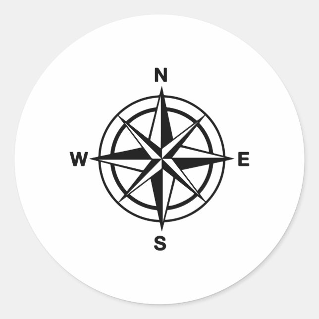 Nautical Compass Rose Classic Round Sticker (Front)